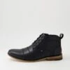 Jordi Black Washed Sole Lace Up Boots -Lynx Shoes Shop C810015CHDSM 2
