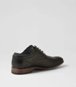 Daryn Black Smooth Lace Up Flats -Lynx Shoes Shop C810027BLASM 4