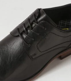 Daryn Black Smooth Lace Up Flats -Lynx Shoes Shop C810027BLASM 6