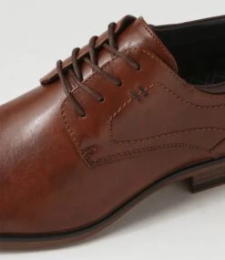 Daryn Cognac Smooth Lace Up Flats -Lynx Shoes Shop C810027T07SM 6