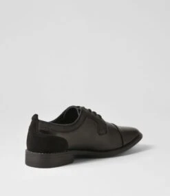 Cory Black Smooth Lace Up Flats -Lynx Shoes Shop C810028BLASM 4