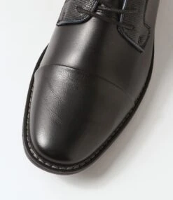 Cory Black Smooth Lace Up Flats -Lynx Shoes Shop C810028BLASM 5