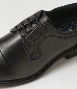 Cory Black Smooth Lace Up Flats -Lynx Shoes Shop C810028BLASM 6