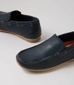 Jonte Blue Leather Flat Shoes -Lynx Shoes Shop CF10825BLULE 6
