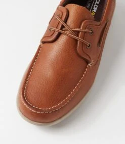 Askit Cognac Tumble Leather Boat Shoes -Lynx Shoes Shop CF10919T07DL 5