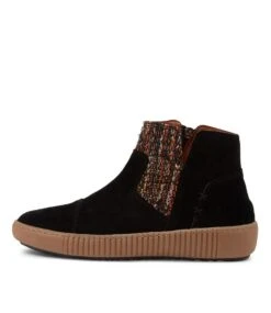 Redo Black Multi Suede Ankle Boots