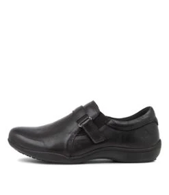 Glossi Black Leather Flat Shoes