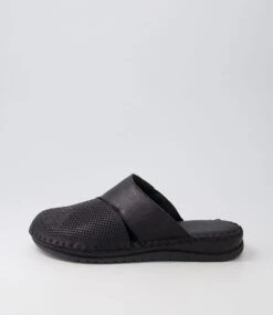Krisaf Black Leather Mules