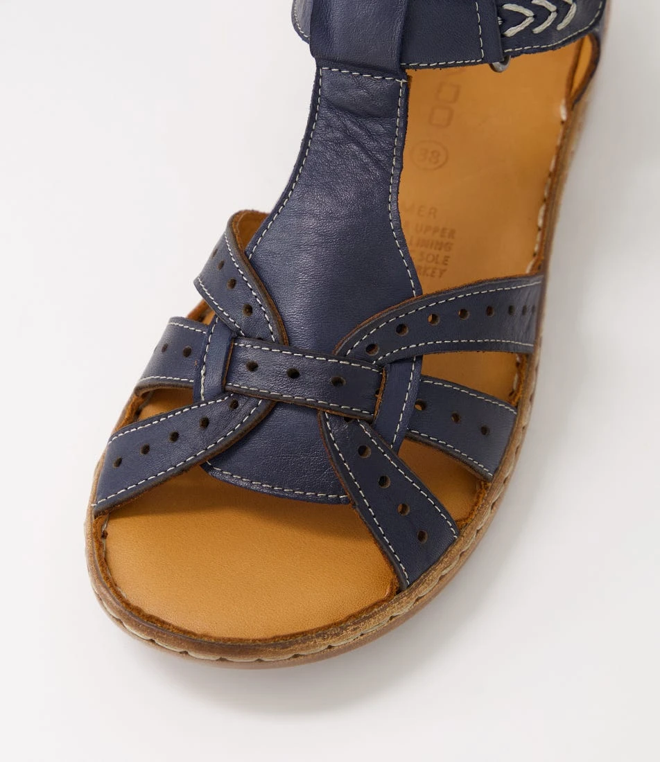 Udomer Navy Leather Sandals 6 Udomer Navy Leather Sandals - Image 4