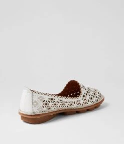 Lyyon White Leather Flats -Lynx Shoes Shop CF11600WHILE 4