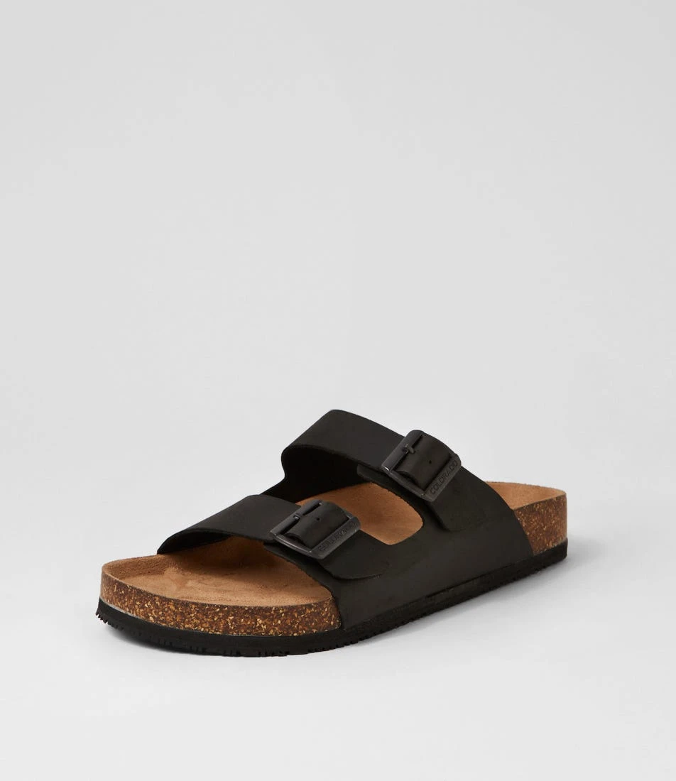 Karra Black Crazyhorse Leather Slides 4 Karra Black Crazyhorse Leather Slides - Image 2