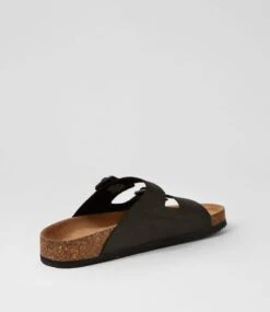 Karra Black Crazyhorse Leather Slides 9 Karra Black Crazyhorse Leather Slides -Lynx Shoes Shop CF11691BLAQB 4