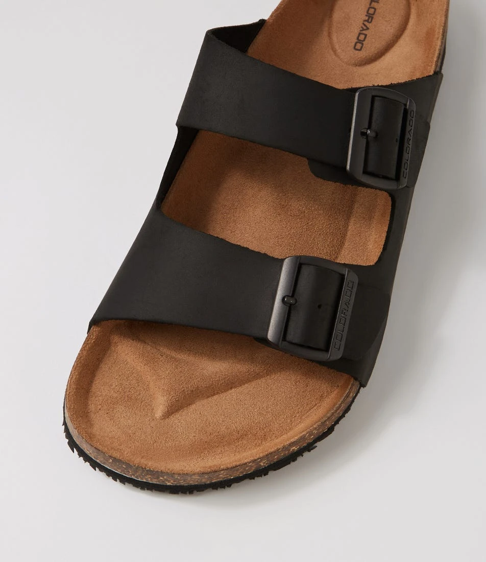 Karra Black Crazyhorse Leather Slides 6 Karra Black Crazyhorse Leather Slides - Image 4