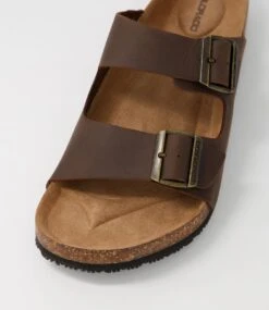 Karra Mocca Crazyhorse Leather Slides -Lynx Shoes Shop CF11691E36QB 5