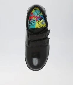 Daze Jnr Adj Spongebob Black Leather Flat Shoes -Lynx Shoes Shop CF11721BLALE 6