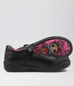 Kayley Jnr E Lol Black Leather Flat Shoes -Lynx Shoes Shop CF11728BLALE 4