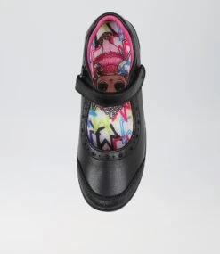 Kayley Jnr E Lol Black Leather Flat Shoes -Lynx Shoes Shop CF11728BLALE 6