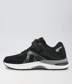 Compete Jnr Adj Black White Mesh Sneakers