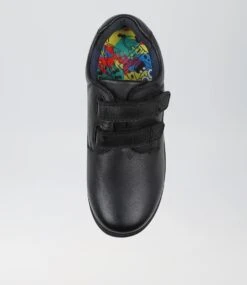 Kenny Jnr Adj Spongebob Black Leather Flat Shoes -Lynx Shoes Shop CF11746BLALE 6