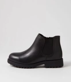 Amo Black Leather Ankle Boots