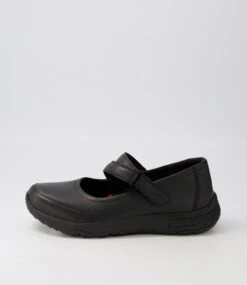 Marinas Black Tumble Leather Flat Shoes