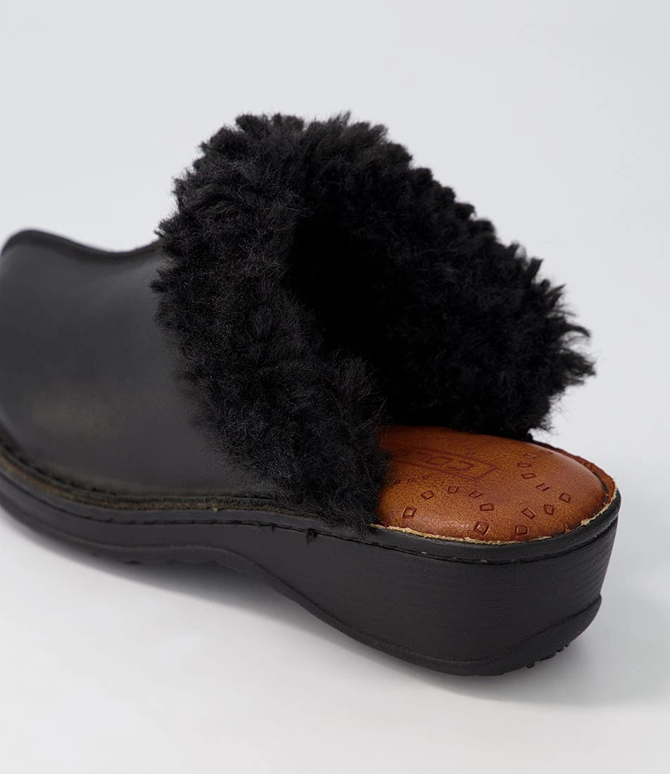 Nassie Black Leather Fur Heels 7 Nassie Black Leather Fur Heels - Image 5