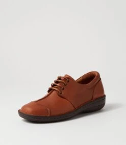 Inera Tan Leather Lace Up Flats -Lynx Shoes Shop CF11817TANLE 3