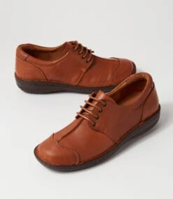 Inera Tan Leather Lace Up Flats -Lynx Shoes Shop CF11817TANLE 6