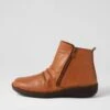 Injo Tan Leather Ankle Boots