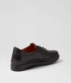 Drannor Black Leather Lace Up Flats -Lynx Shoes Shop CF11851B75LE 4