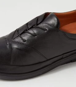 Drannor Black Leather Lace Up Flats -Lynx Shoes Shop CF11851B75LE 6