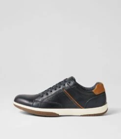 Volt Navy Pull Up Leather Sneakers