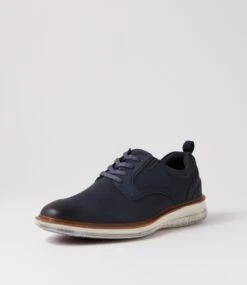 Regan Navy Distressed Sole Nubuck Lace Up Flats -Lynx Shoes Shop CF11920DBYAG 3