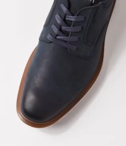 Regan Navy Distressed Sole Nubuck Lace Up Flats -Lynx Shoes Shop CF11920DBYAG 5