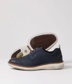 Regan Navy Distressed Sole Nubuck Lace Up Flats -Lynx Shoes Shop CF11920DBYAG 6