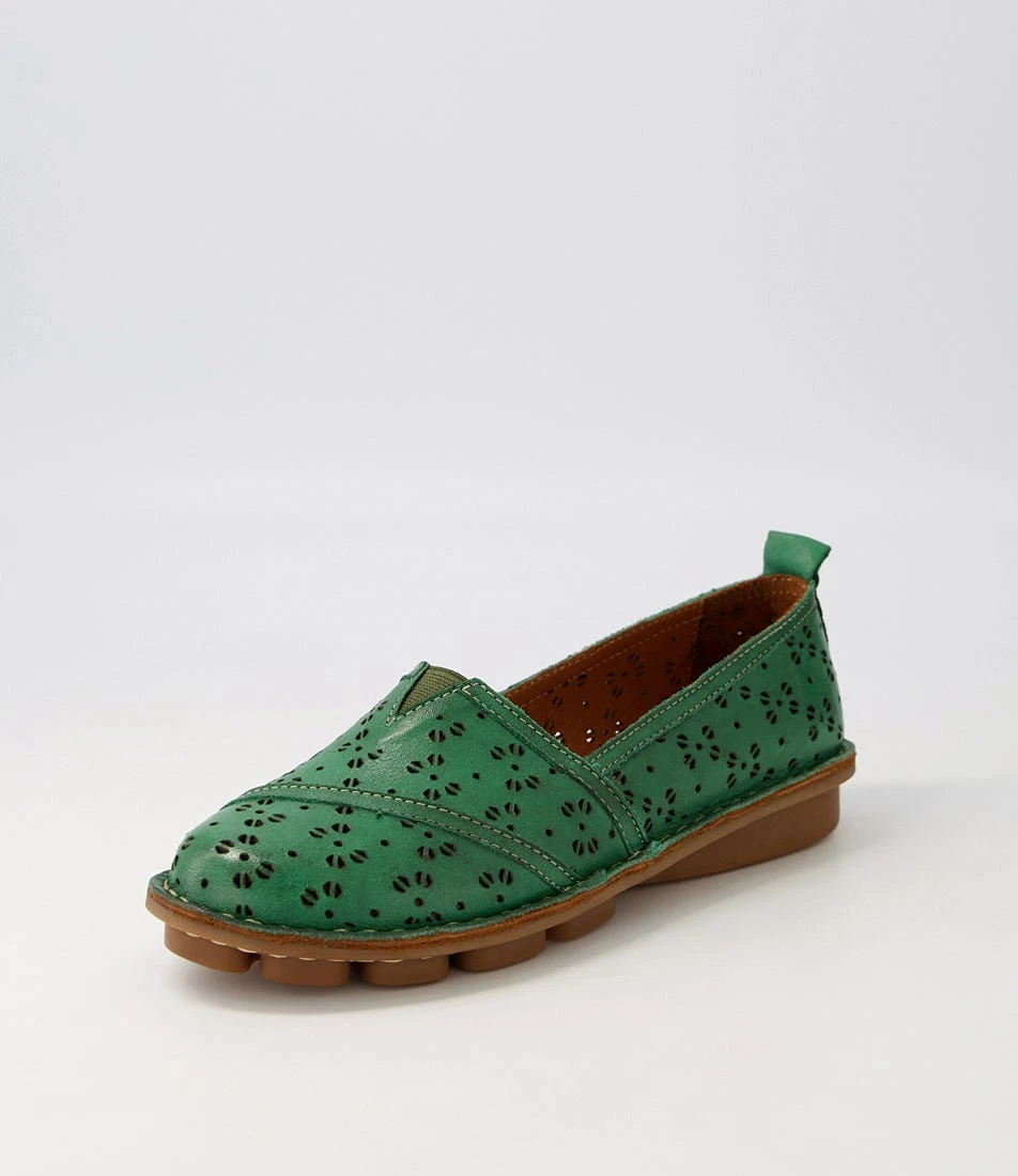Ligde Emerald Leather Flat Shoes 4 Ligde Emerald Leather Flat Shoes - Image 2