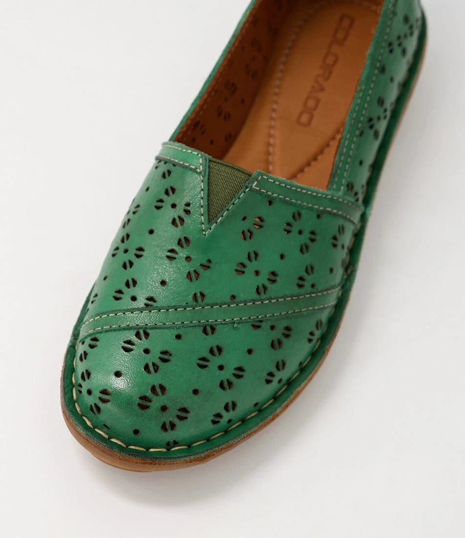 Ligde Emerald Leather Flat Shoes 6 Ligde Emerald Leather Flat Shoes - Image 4