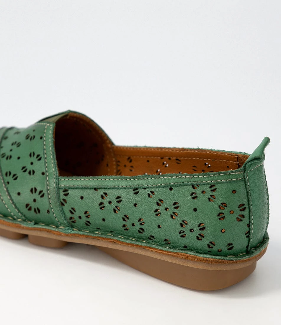 Ligde Emerald Leather Flat Shoes 7 Ligde Emerald Leather Flat Shoes - Image 5