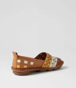 Lazilli Tan White Leather Flat Shoes -Lynx Shoes Shop CF11942T6KLE 4