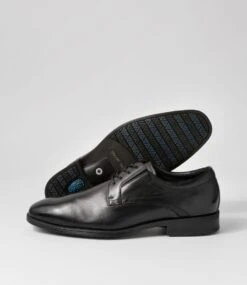 Velocity Black Leather Lace Up Flats -Lynx Shoes Shop CF11944BLALE 6