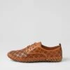 Nedina Tan Leather Lace Up Flats -Lynx Shoes Shop CF11955TANLE 2