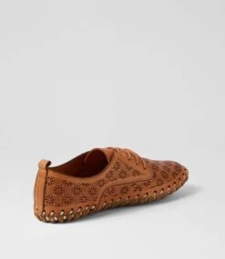 Nedina Tan Leather Lace Up Flats -Lynx Shoes Shop CF11955TANLE 4