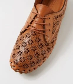 Nedina Tan Leather Lace Up Flats -Lynx Shoes Shop CF11955TANLE 5