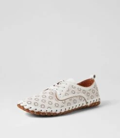 Nedina White Leather Lace Up Flats 8 Nedina White Leather Lace Up Flats -Lynx Shoes Shop CF11955WHILE 3