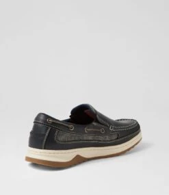 Gully Navy Pull Up Leather Flat Shoes -Lynx Shoes Shop CF12041DBY5Y 4