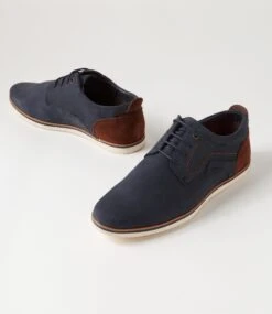 Hero Navy Nubuck Lace Up Flats -Lynx Shoes Shop CF12044DBYAG 6