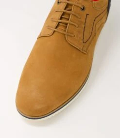 Hero Tan Nubuck Lace Up Flats -Lynx Shoes Shop CF12044TANAG 5