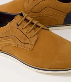 Hero Tan Nubuck Lace Up Flats -Lynx Shoes Shop CF12044TANAG 6