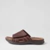 Iver Dark Brown Tumble Leather Slides -Lynx Shoes Shop CF12061E25DL 2