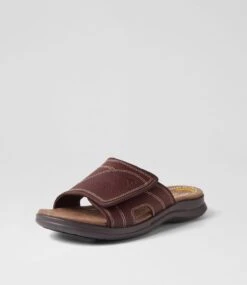 Iver Dark Brown Tumble Leather Slides -Lynx Shoes Shop CF12061E25DL 3